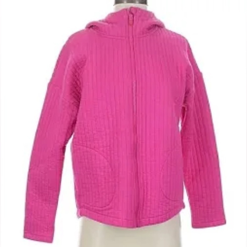 Gap Fit Jacquard Zip Up Jacket Quilted Hoodie Pink size Medium - Picture 4 of 13